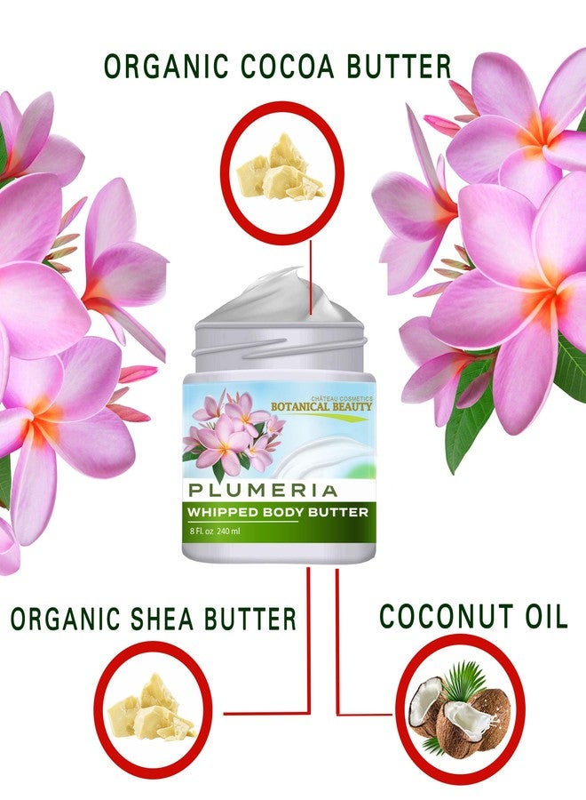 Botanical Beauty PLUMERIA WHIPPED BODY BUTTER with Shea Butter, Cocoa Butter, Coconut Oil for All Skin Types, for Dry, Sensitive Skin. Moisturizing Cream for Women, Men (8 Fl Oz 240 ml) - Image 2